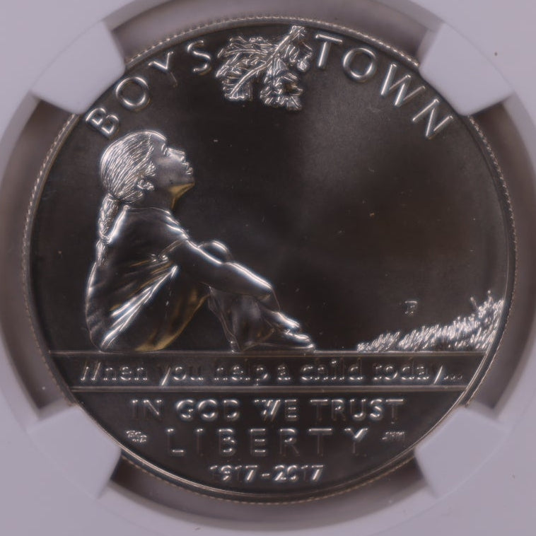 2017-P Boys Town Centennial Silver Dollar, NGC MS-70, Store #GMC399