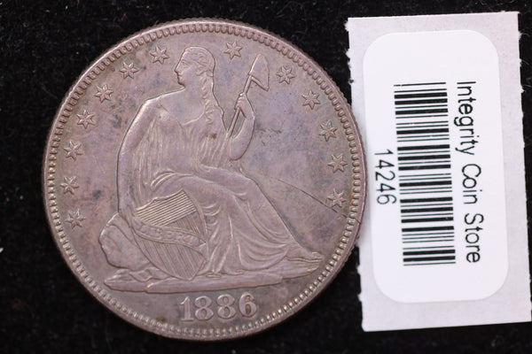 1886 Seated Liberty Half Dollar, Affordable Circulated Early Date. Store #14246