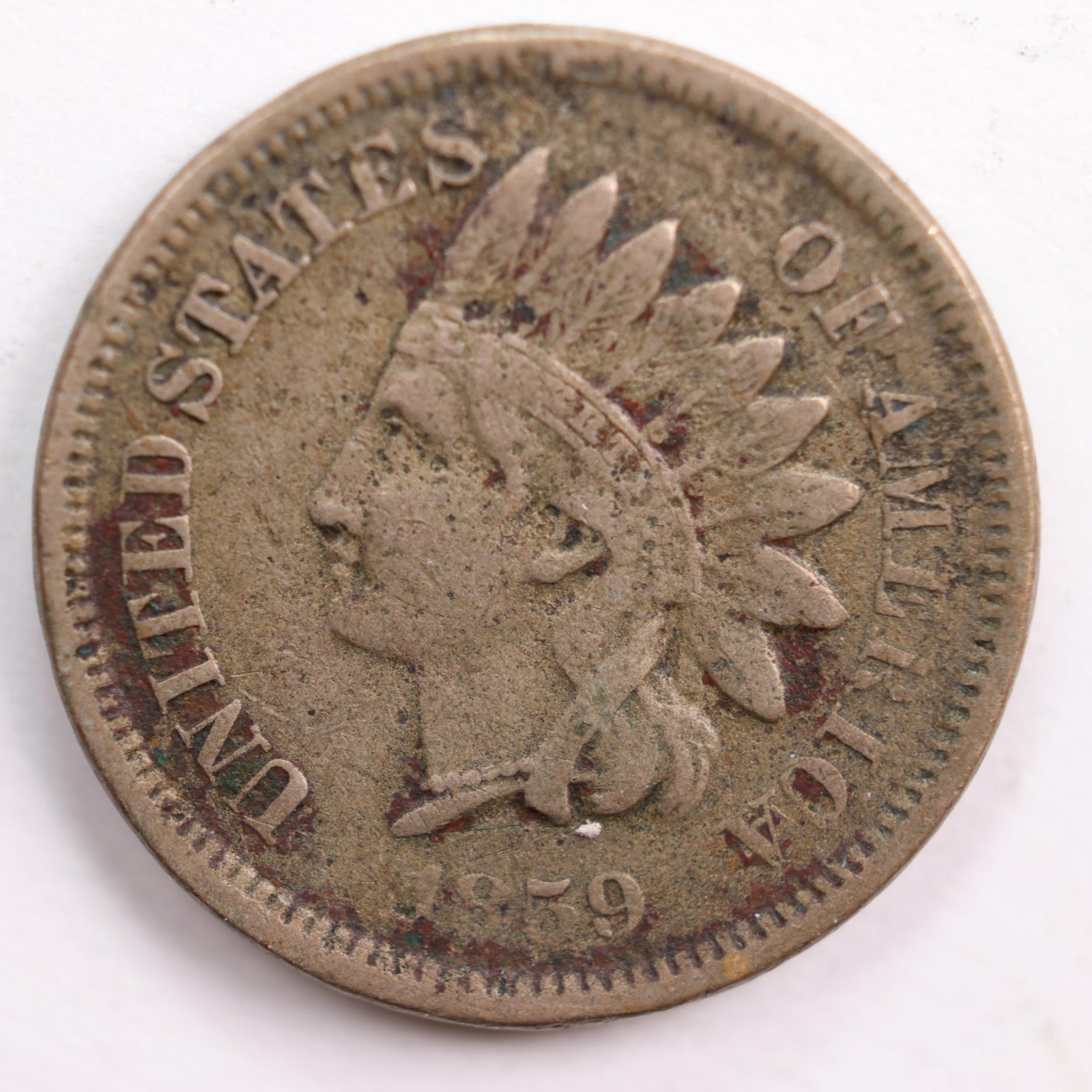 1859 Indian Head Cent, Very Good Circulated Coin, Store #CT0569