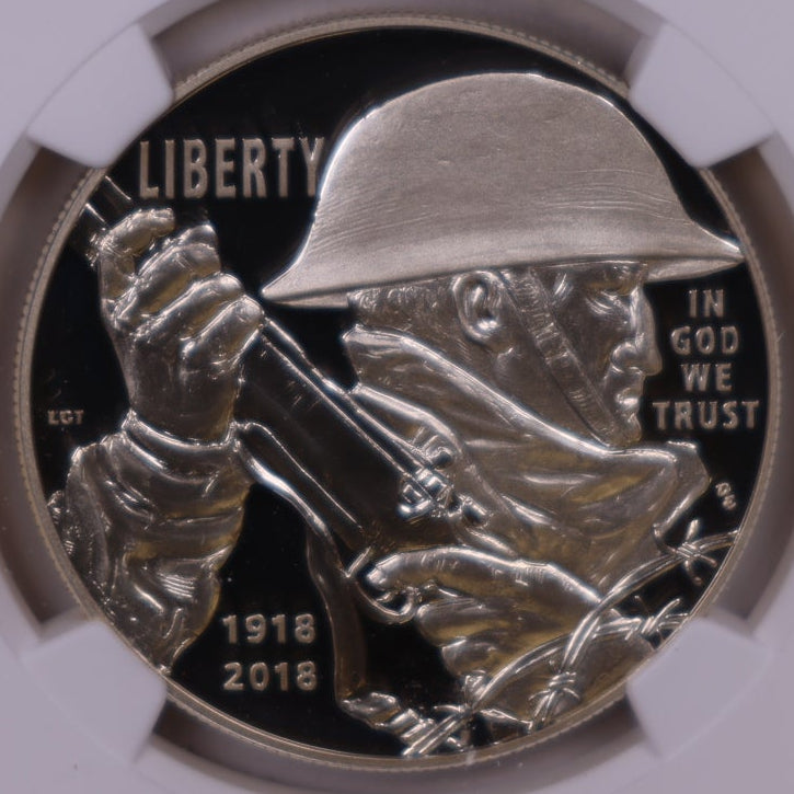 2018-P World War I Centennial Silver Dollar, NGC PF-69 Ultra Cameo, Store #GMC402