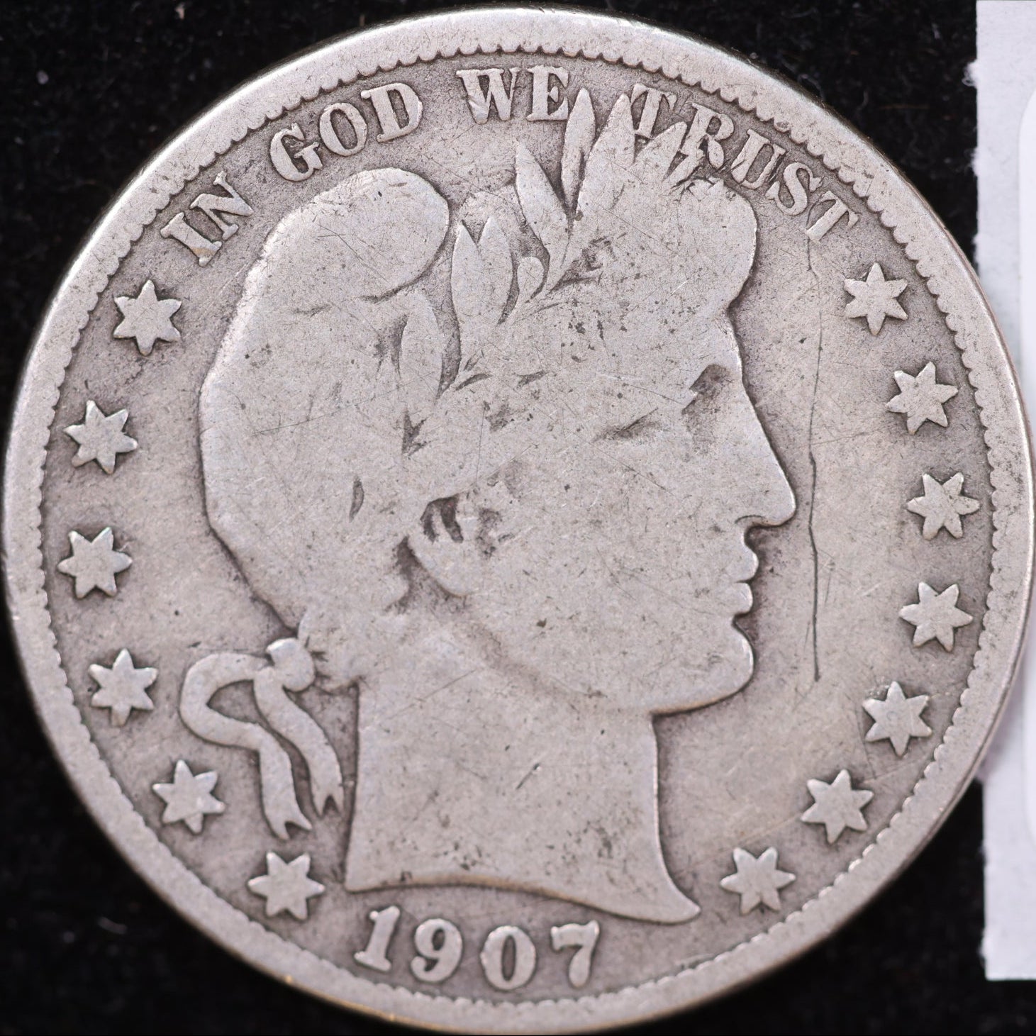 1907-O Barber Half Dollar, Very Goode Circulated Coin, Store #HR378