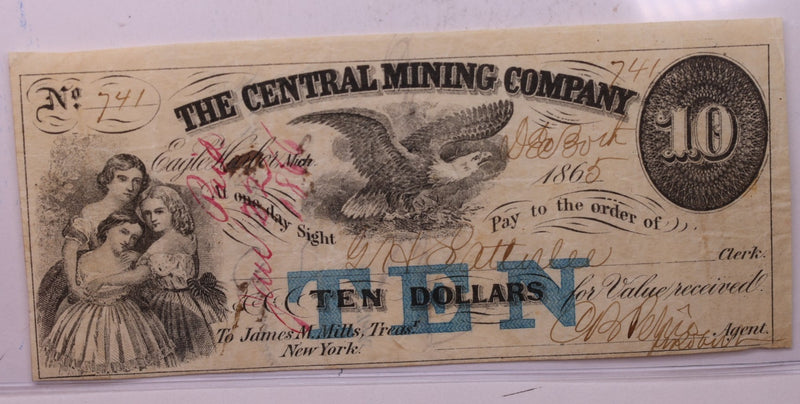 1865 $10, The Central Mining Co., Eagle Harbor, Michigan., Store
