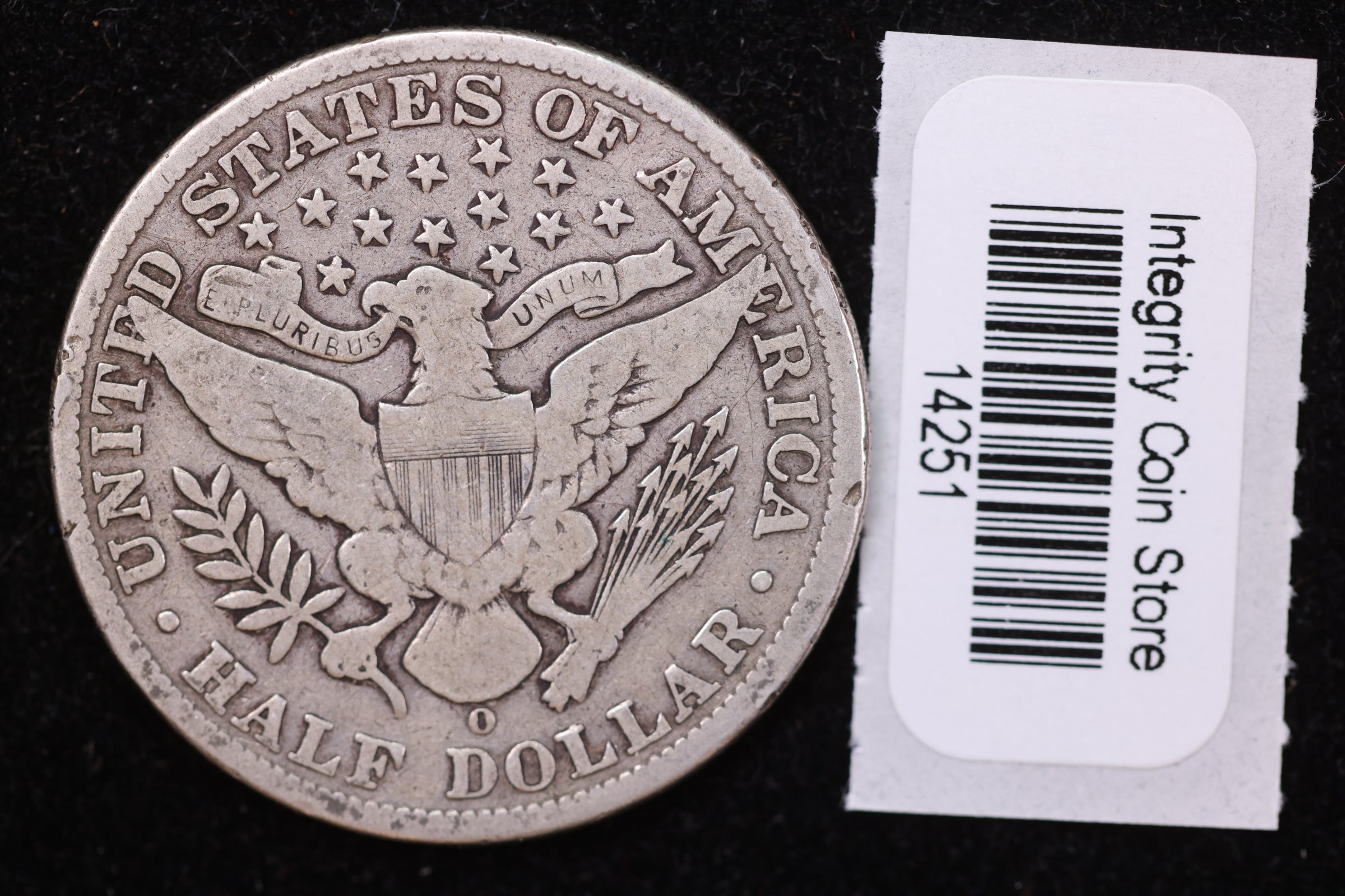 1908-O Barber Half Dollar, Very Good Circulated Coin, Store #HR386