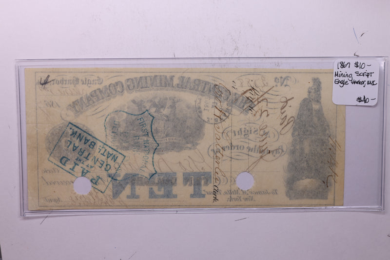 1867 $10, The Central Mining Co., Eagle Harbor, Michigan., Store