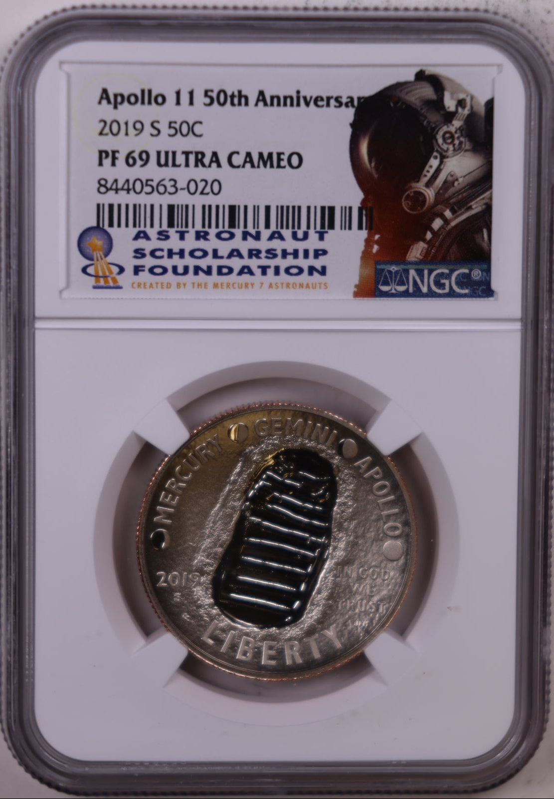 2019-S Apollo 11 50th Anniversary 50C, NGC PF-69 Ultra Cameo, Store #GMC405