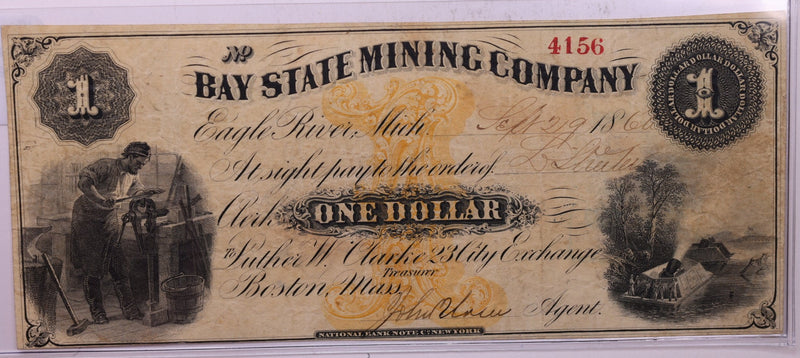 1860 $1, The Central Mining Co., Eagle Harbor, Michigan., Store
