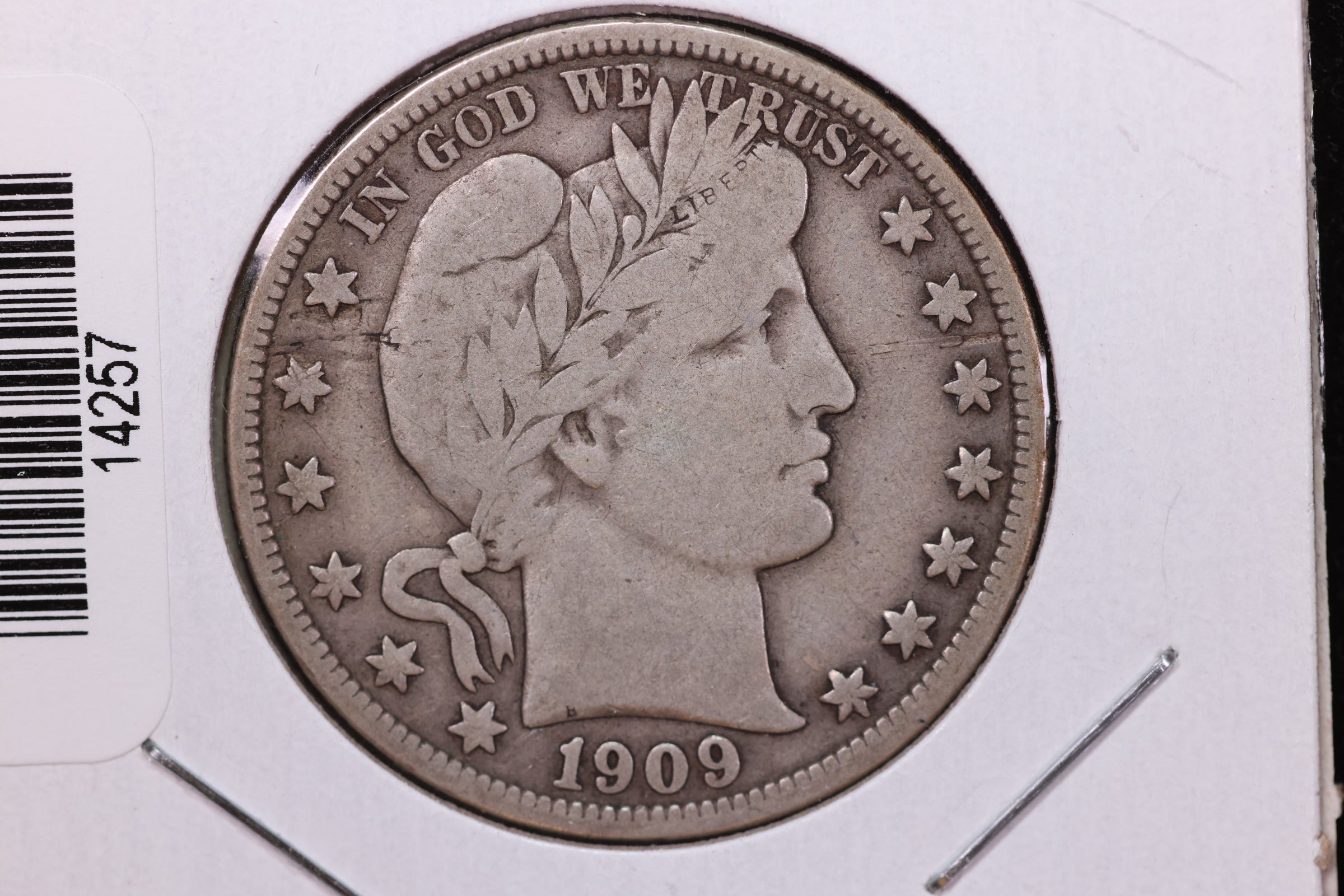 1909 Barber Half Dollar, Fine Circulated Coin, Store #HR393