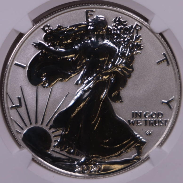 2021-W&S American Silver Eagle Dollar, NGC Reverse PF-70&69 Ultra Cameo, Store #AE0537