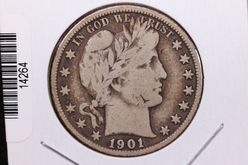 1901 Barber Half Dollar. Affordable Circulated Coin. Store Sale
