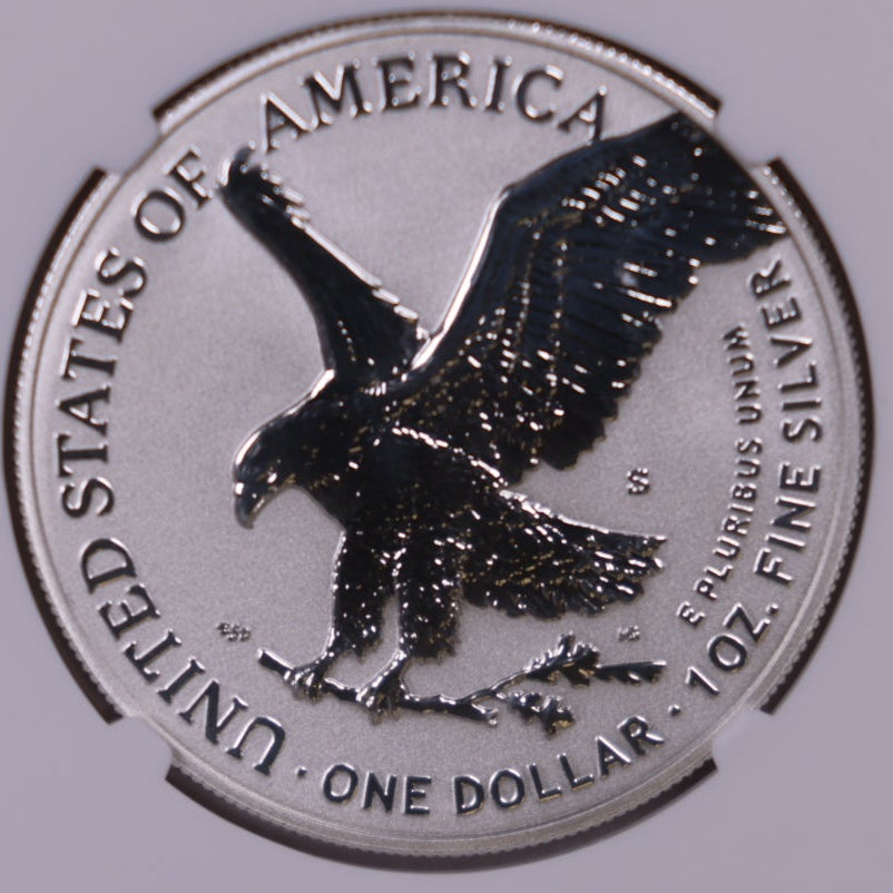 2021-W&S American Silver Eagle Dollar, NGC Reverse PF-70&69 Ultra Cameo, Store #AE0537