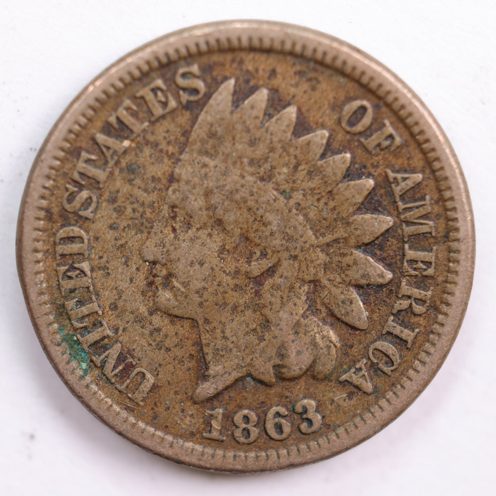 1863 Indian Head Cent, Fine Circulated Coin, Store #CT0588