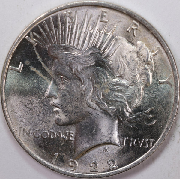 1922 Peace Silver Dollar., Gem Mint State Uncirculated Coin, Store #DR0484