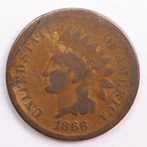 1866 Indian Head Cent, Good Circulated Coin, Store #CT0593