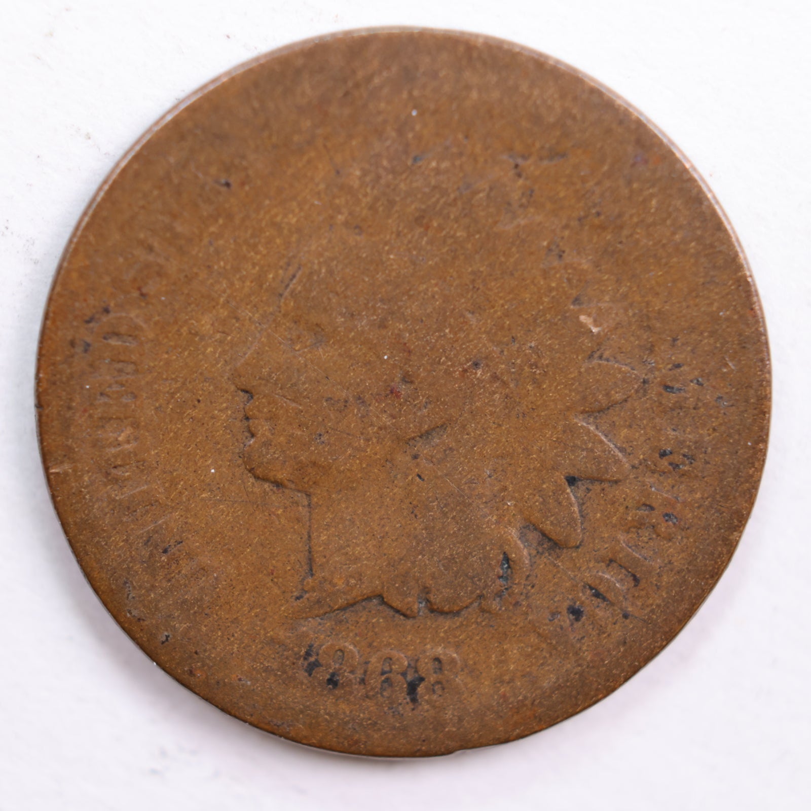 1868 Indian Head Cent, Abt Good Circulated Coin, Store #CT0596
