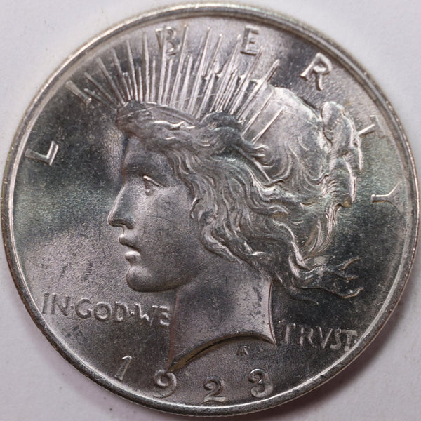 1923 Peace Silver Dollar, Gem Mint State Uncirculated Coin, Store #DR0504