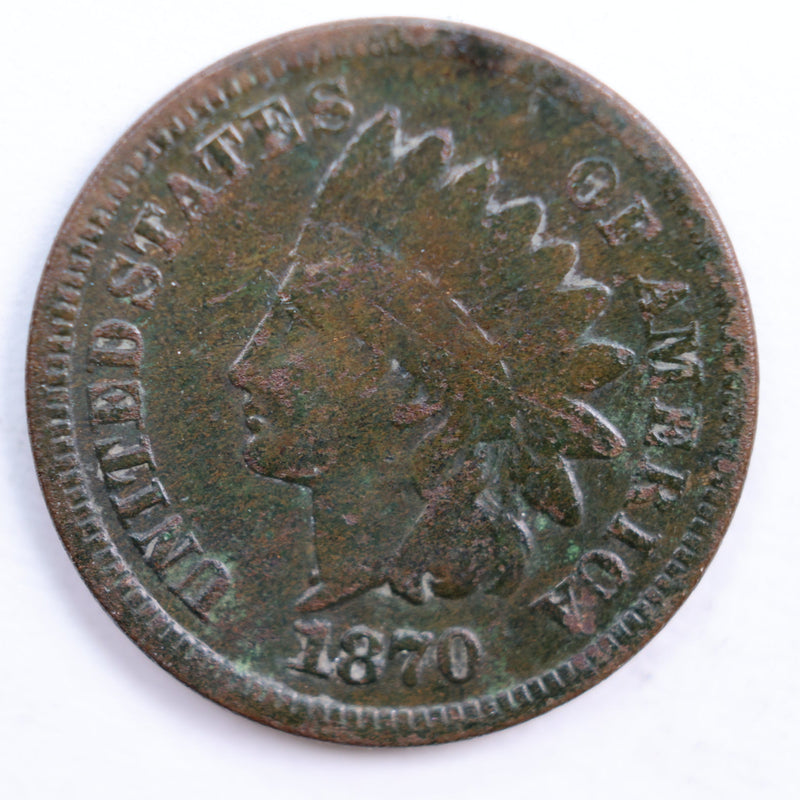 1870 Indian Head Cent, Very Good Circulated Coin, Store