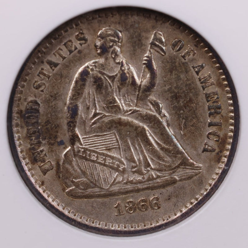 1866-S Seated Liberty Half Dime., ANACS AU-50., Store
