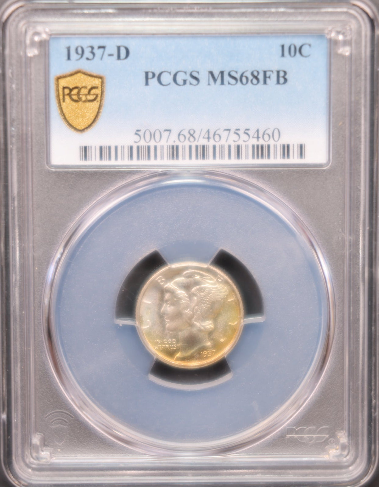 1937-D Mercury Silver Dime, PCGS MS68, Full Bands, Store #DE0941.