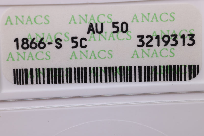 1866-S Seated Liberty Half Dime., ANACS AU-50., Store