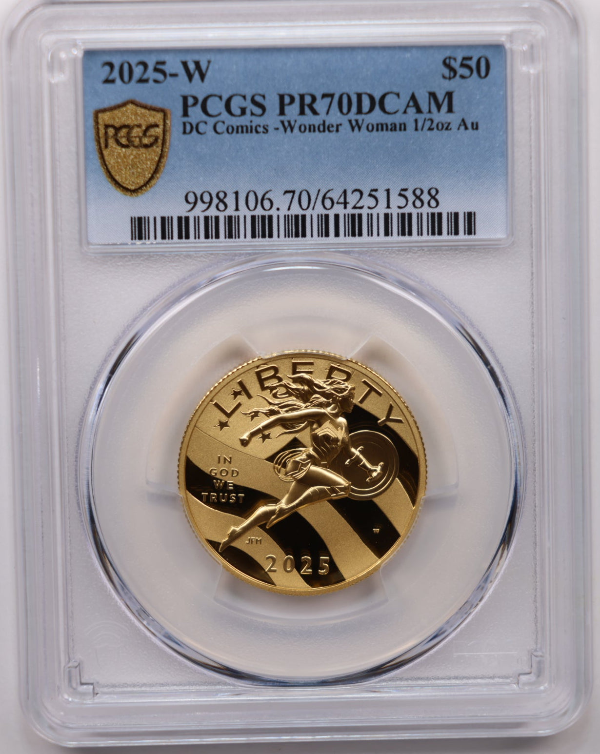 2025-W $50 Gold Wonder Women Commemorative, PCGS PR70, Store #GMC411.