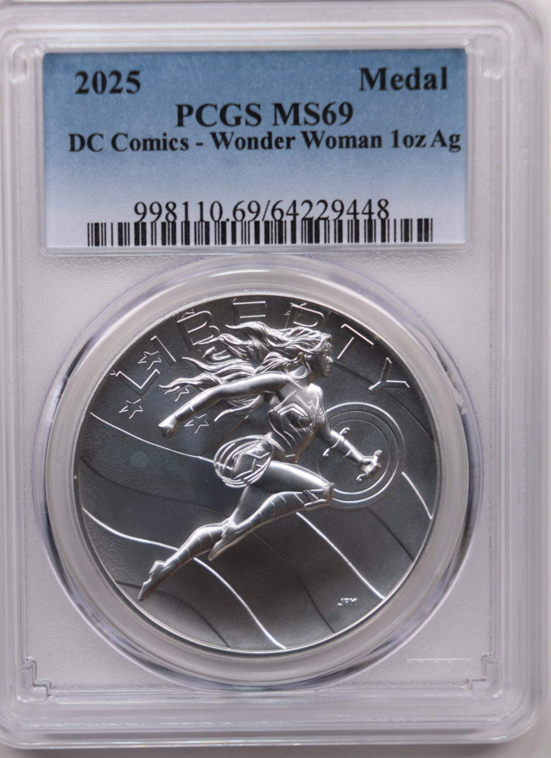 2025 Wonder Women U.S. Mint Medal, 1 OZT Silver, PCGS MS69, Store #GMC412.