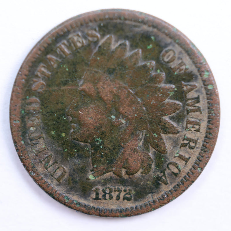 1872 Indian Head Cent, Very Good Circulated Coin, Store