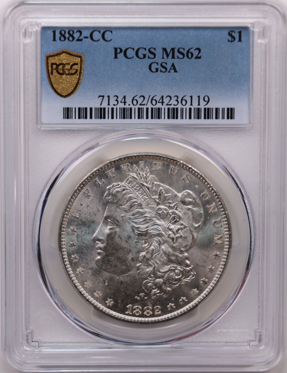 1882-CC Morgan Silver Dollar, (GSA), PCGS MS62, Uncirculated Coin, Store#DR0554.