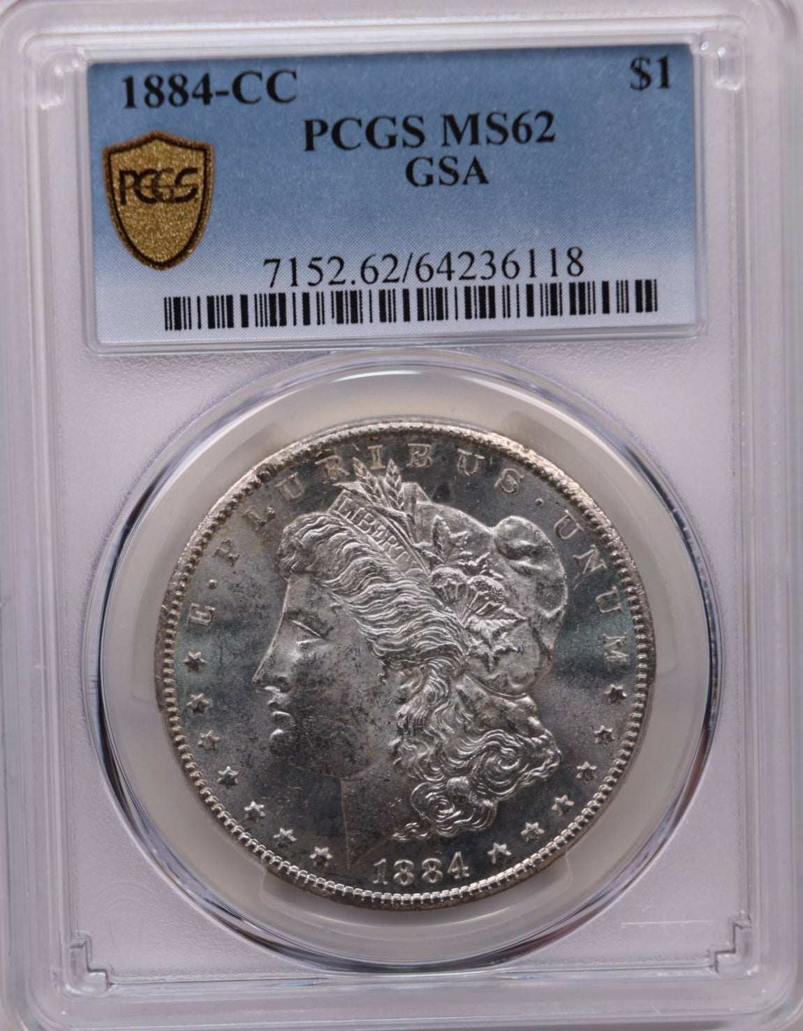 1884-CC Morgan Silver Dollar, (GSA), PCGS MS62, Uncirculated, Store#DR0558.