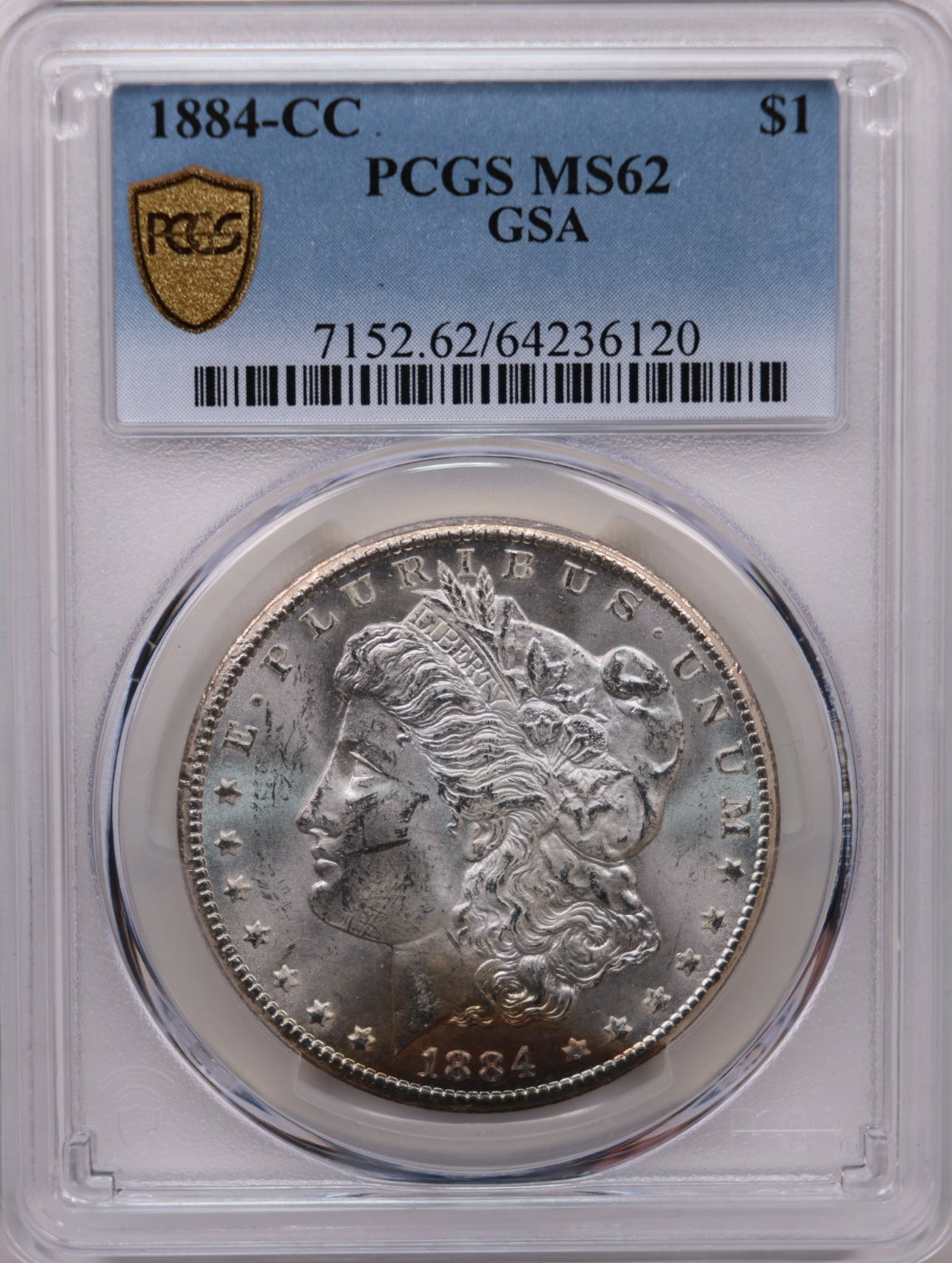 1884-CC Morgan Silver Dollar, (GSA), PCGS MS62, Uncirculated, Store#DR0559.