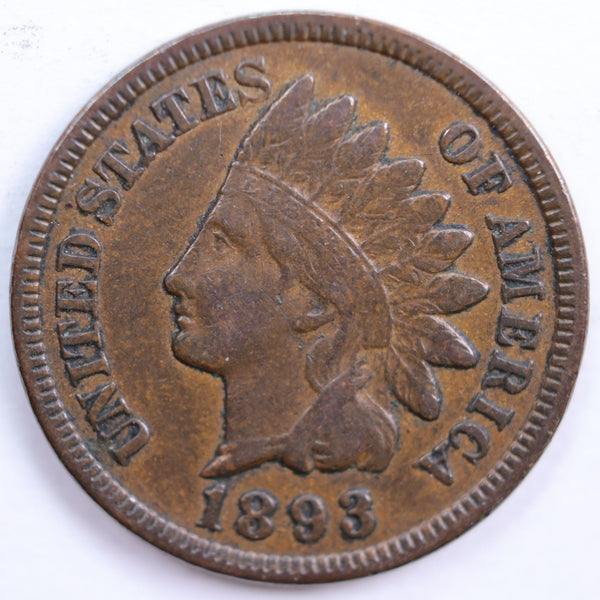 1893 Indian Head Cent, Extra Fine Circulated Coin, Store #CT0622
