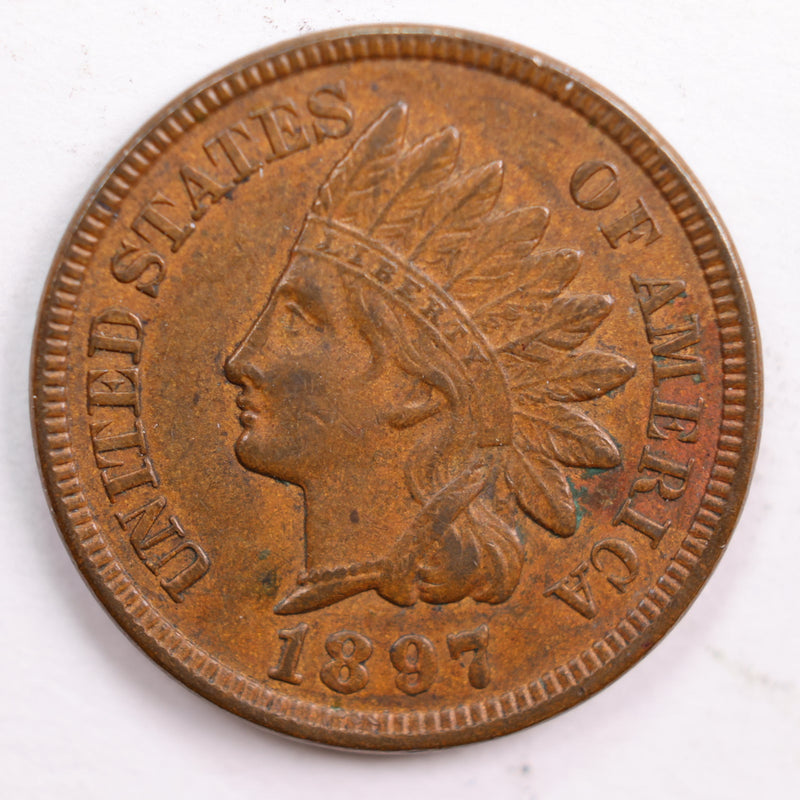 1897 Indian Head Cent, Abt Uncirculated Coin, Store