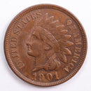 1901 Indian Head Cent, Abt Uncirculated Coin, Store