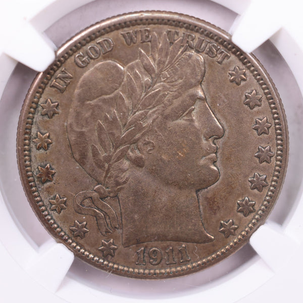 1911-D 50C Barber Half Dollar., NGC Graded;VF-30., Store #18767