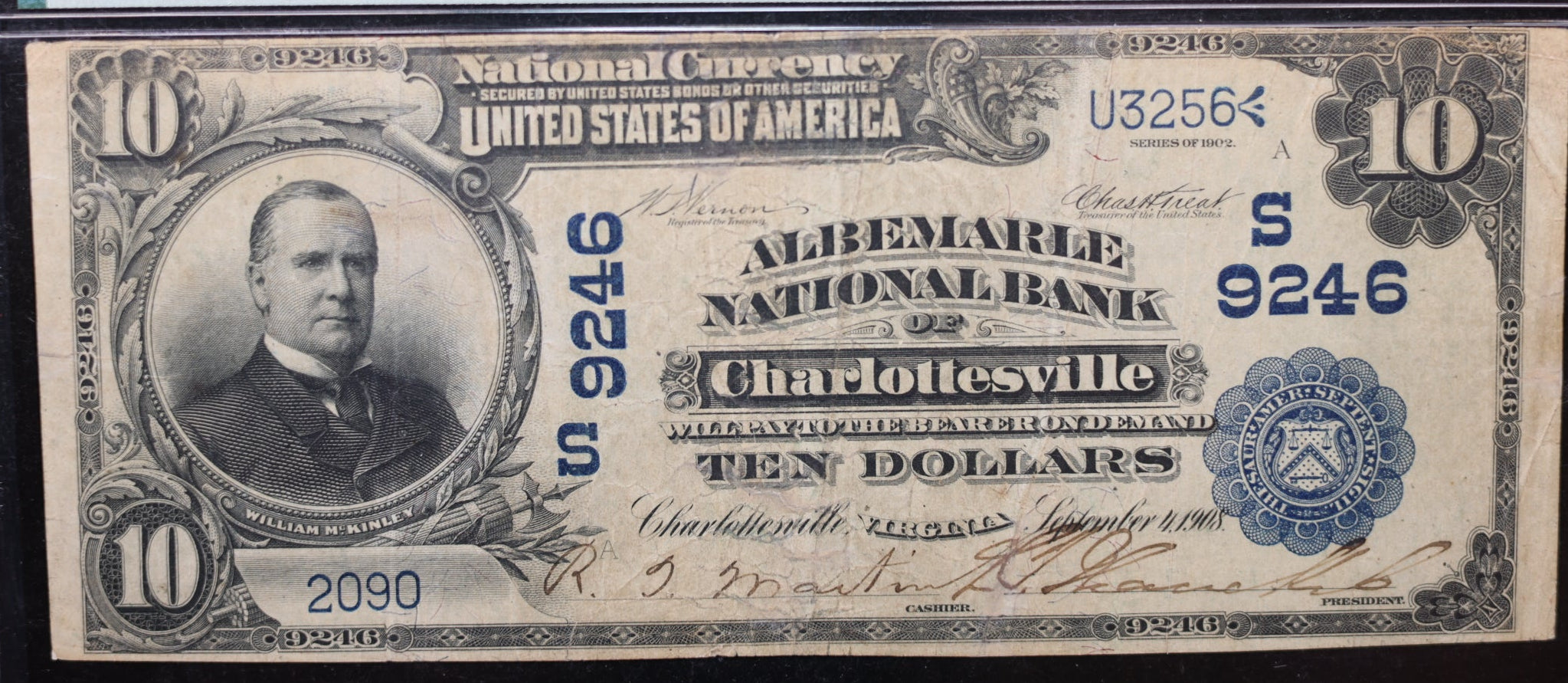 1902 $10, Charlottesville, Virginia, CH#9246, PMG VF20, Fr#618, Store LGNG010.