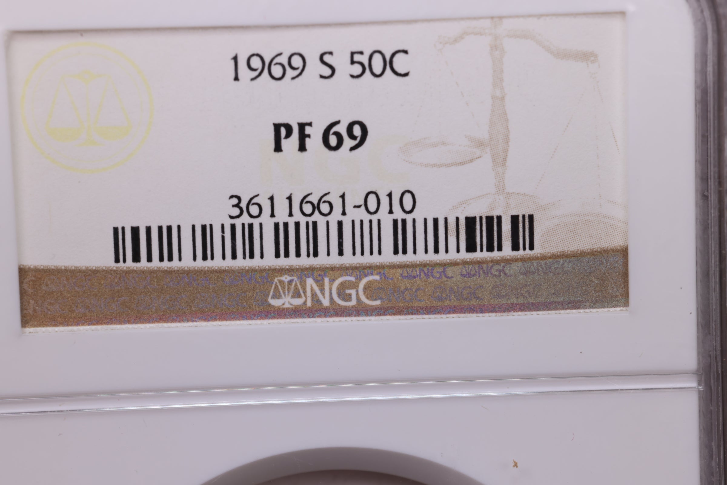 1969-S 50C Kennedy Half Dollar., NGC Graded PF69., Store #18771