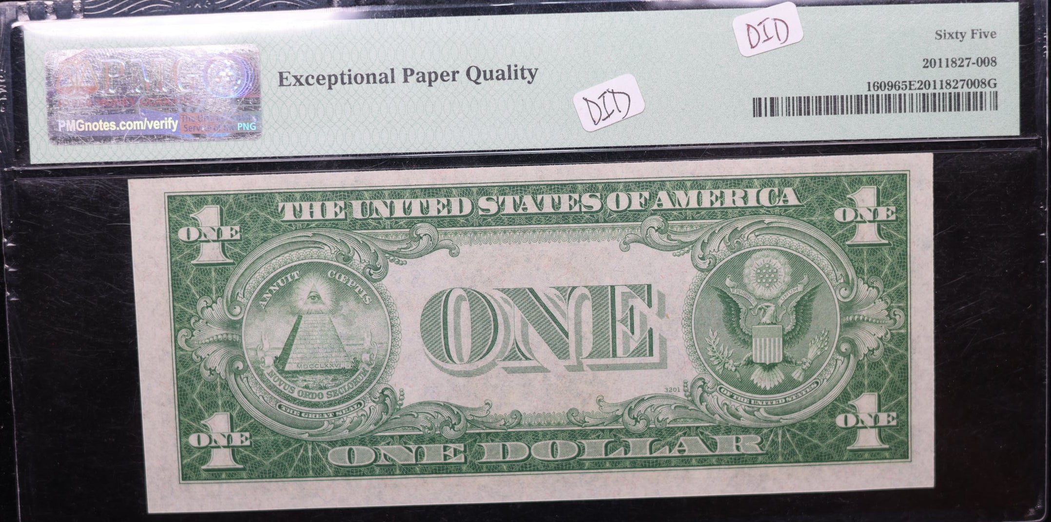 1935A $1, Silver Certificate, Fr#1609, 'R' Experimental Note, PMG CU65, #GSSC001.