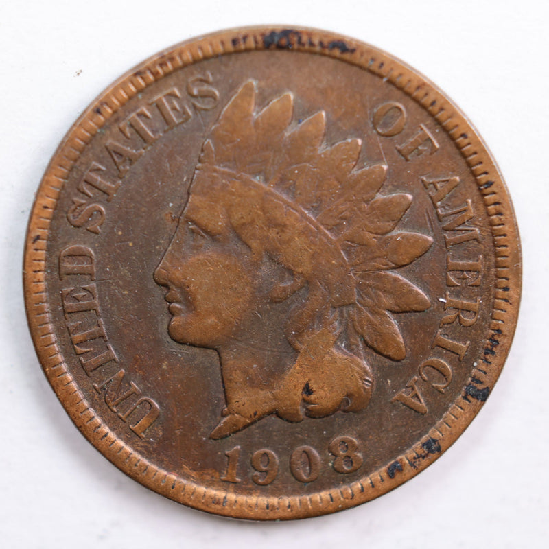1908-S Indian Head Cent, Fine Circulated Coin, Store