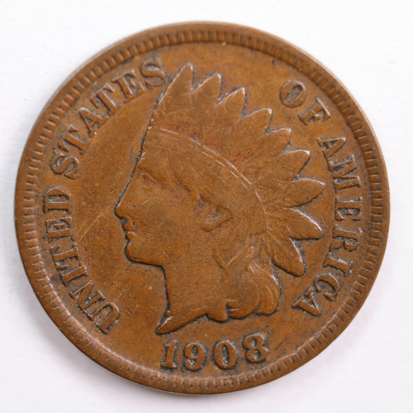 1908-S Indian Head Cent, Extra Fine Circulated Coin, Store #CT0652