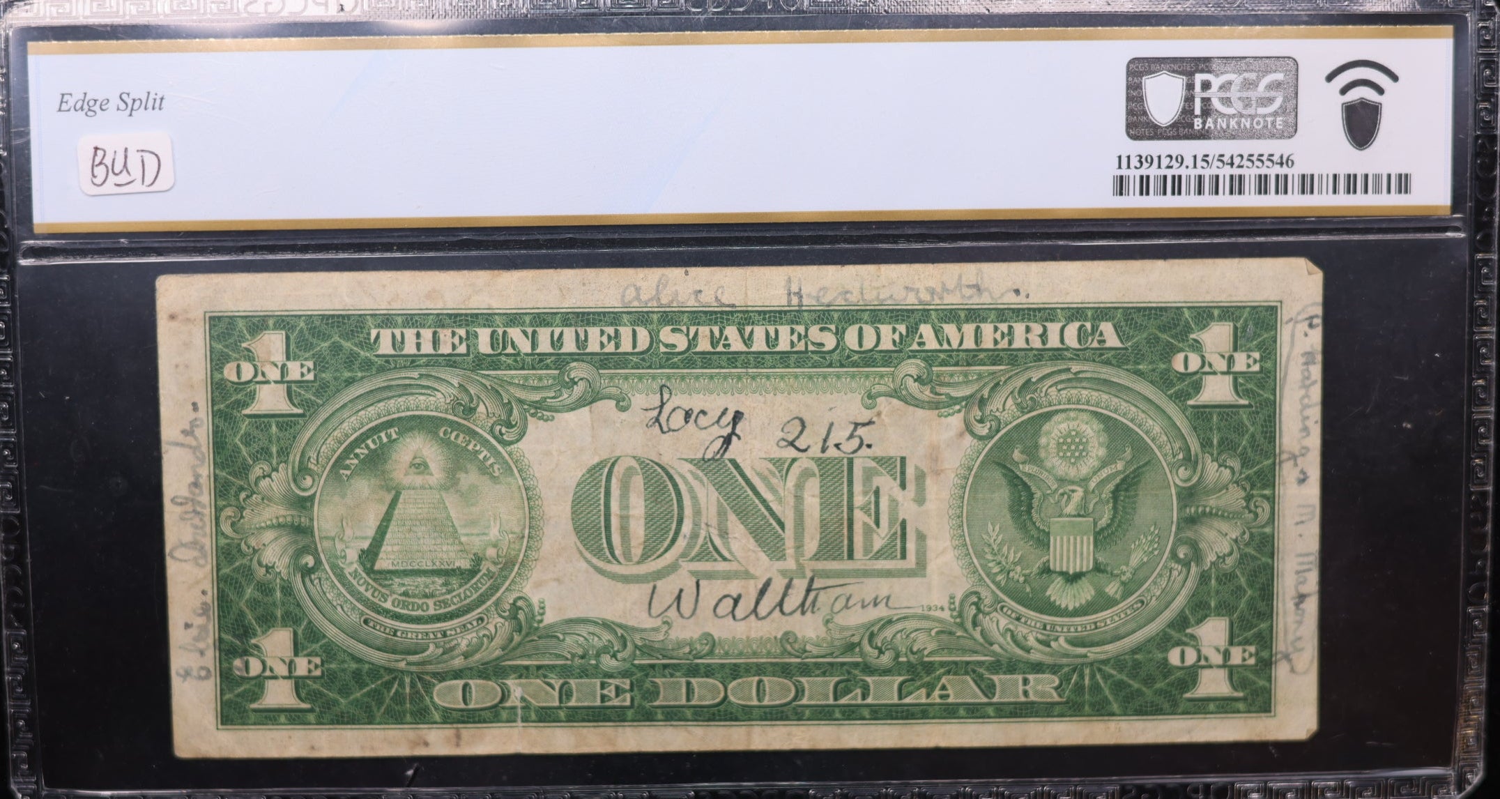 1935A $1, Silver Certificate, Short Snorter, "Newport News Shipyard", #GSSC003.