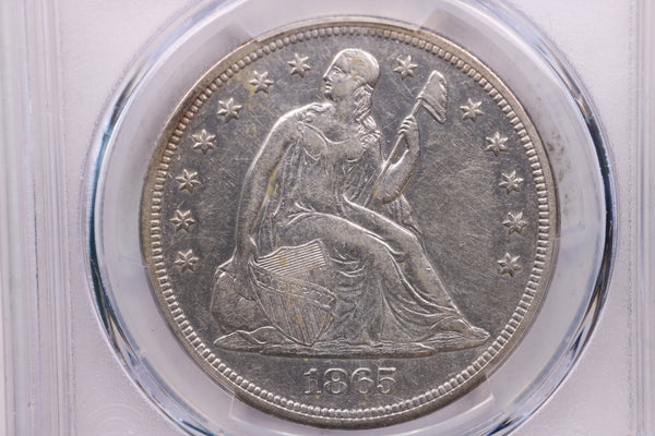 1865 $1 Liberty Seated Dollar., PCGS Graded XF., Store #18773