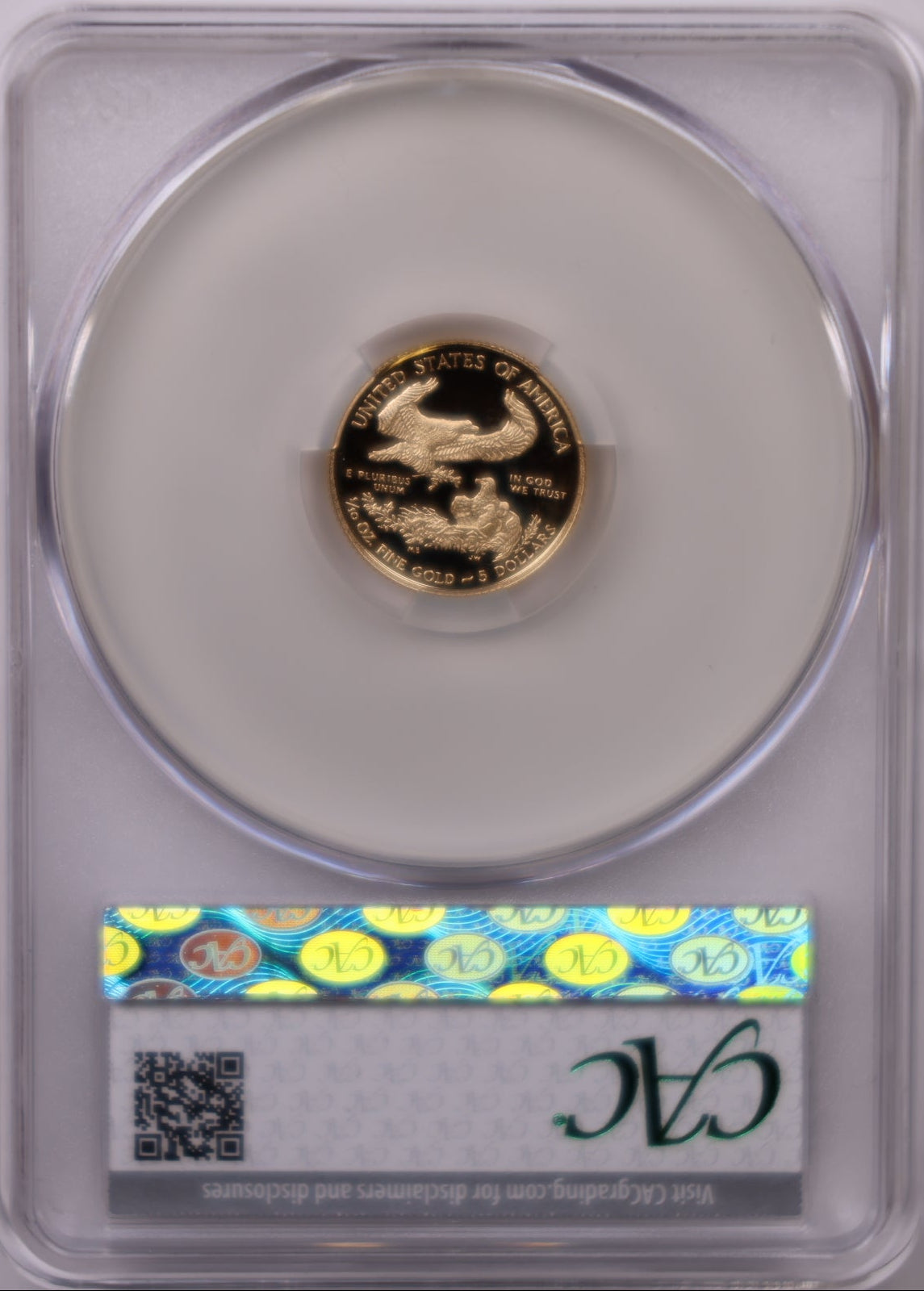 2016-W $5, Proof Gold American Eagle Coin, 1/10 OZT, CAC PR68DCAM, Store #GMC277