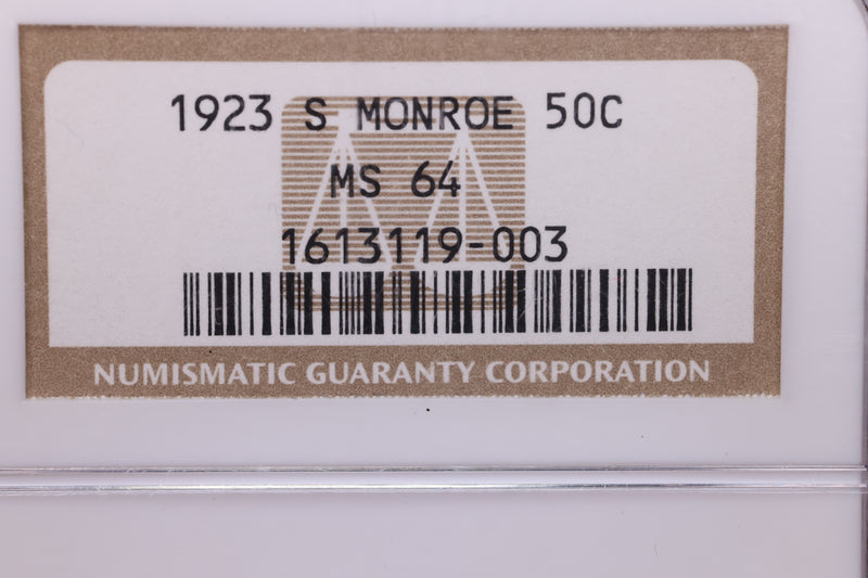 1923-S 50C, Monroe Doctrine., Commemorative., NGC Graded., Store