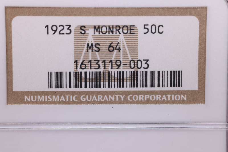 1923-S 50C, Monroe Doctrine., Commemorative., NGC MS64., Store