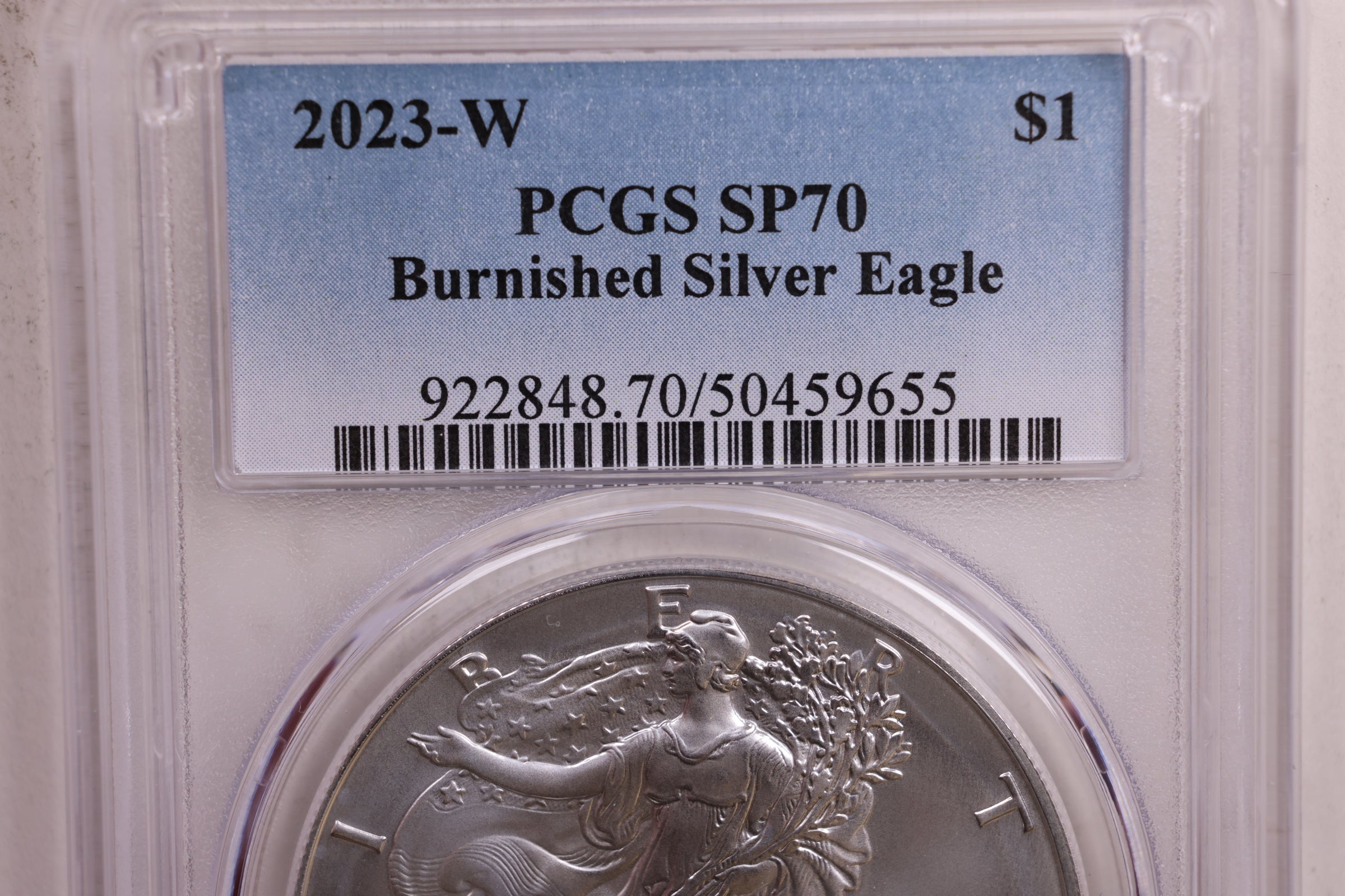 2023-W Burnished American Silver Eagle, PCGS SP-70, Store #9065