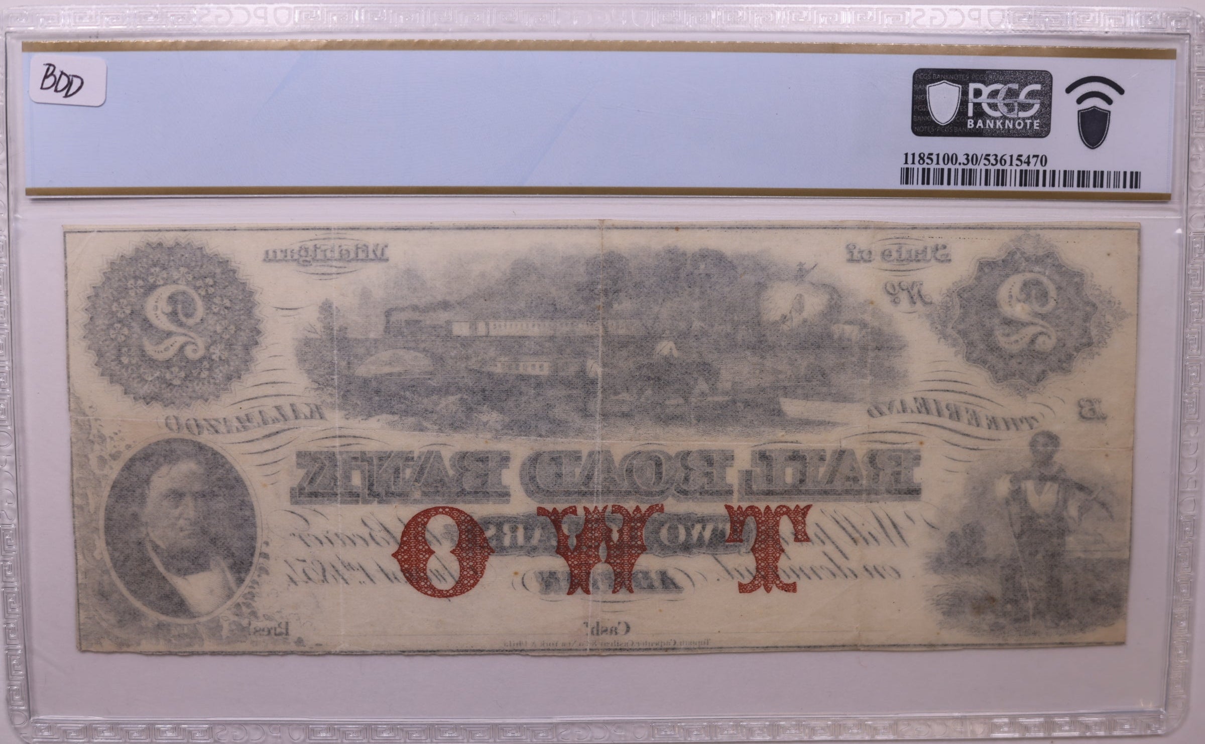 1854 $2, Adrian, MI, Remainder, Haxby MI-10-G28b, PCGS VF30, STORE #GMI146