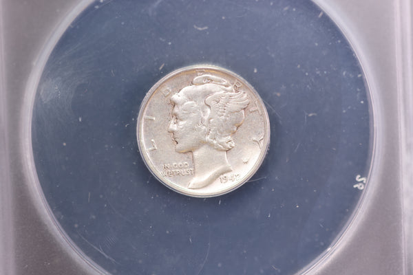1942/41 Mercury Silver Dime, Overdate 2 over 1, ANACS EF40, Store #1914346