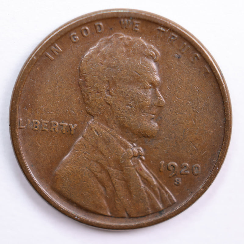 1920-S Lincoln Wheat Cent, Very Fine Circulated Coin, Store