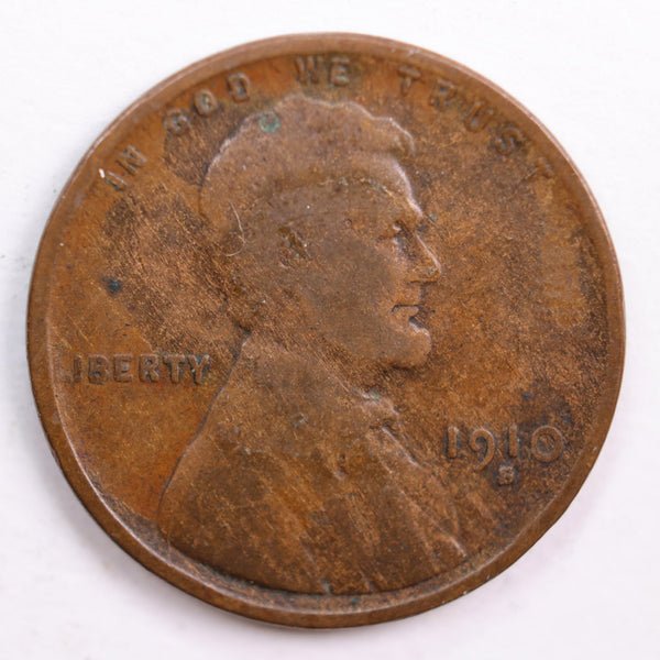 1910-S Lincoln Wheat Cent, Very Good Circulated Coin, Store #CT0673