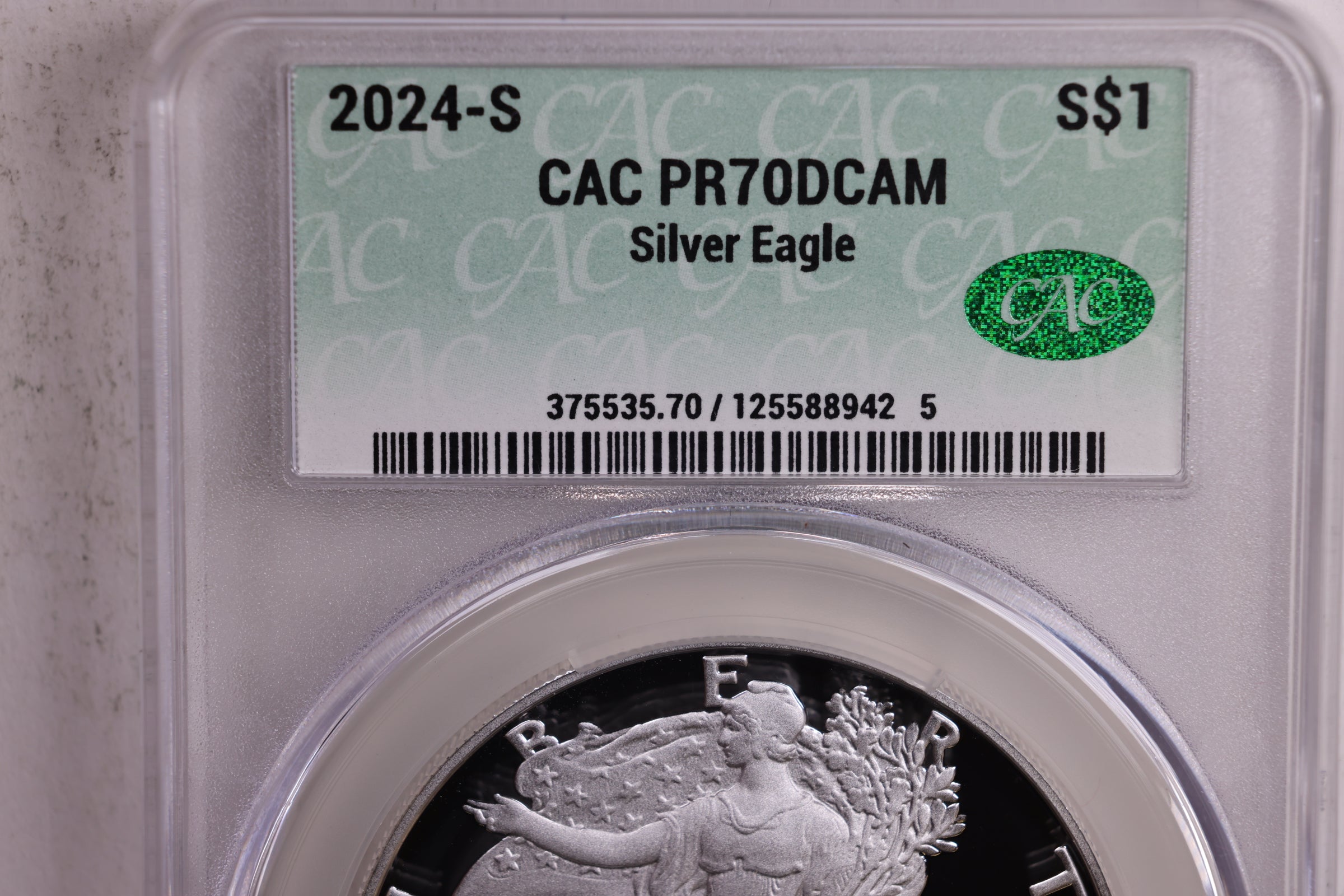 2024-S Proof American Silver Eagle., CAC Grading PR70., Store #9068