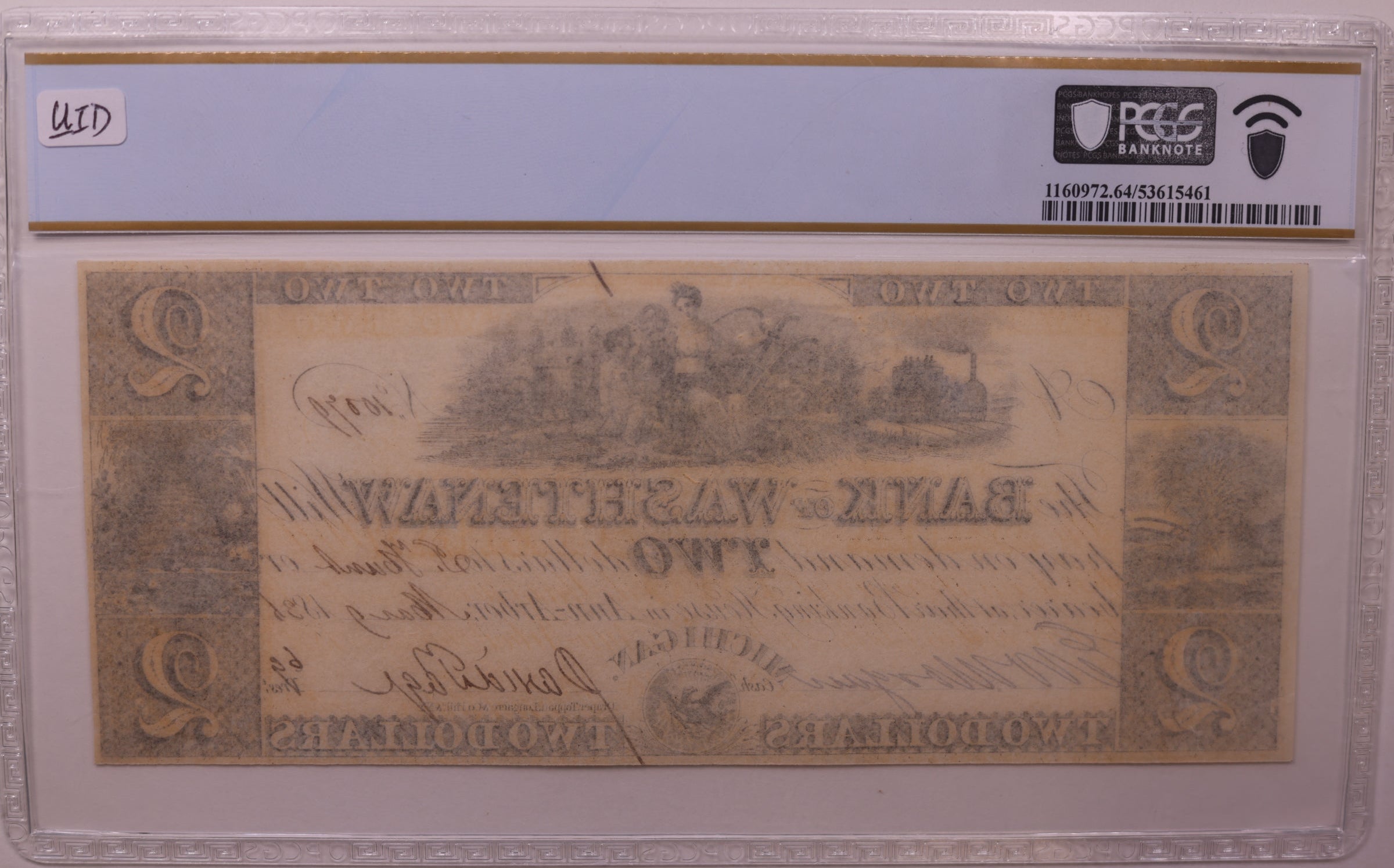 1830s $2, Ann Arbor, MI, Haxby # MI-50-G6, PCGS Choice UNC-64, STORE #GMI150